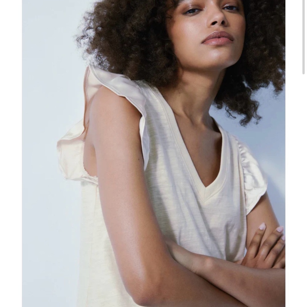 MELISSA NEPTON Cream Ribbed Top - Picture 2 of 5